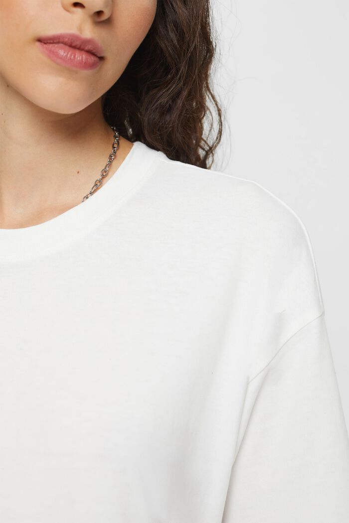 Lang T-shirt met zijsplit, OFF WHITE, detail image number 3