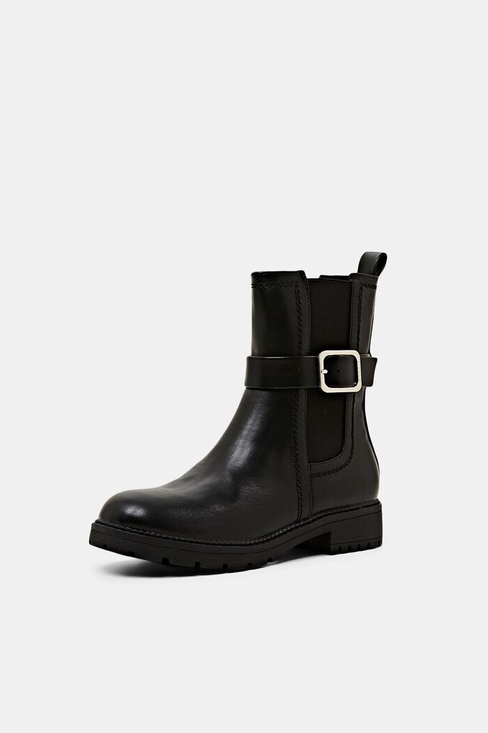 Chelsea boots van imitatieleer met gespdetail, BLACK, detail image number 2
