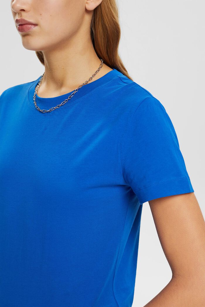 Katoenen T-shirt met ronde hals, BLUE, detail image number 2