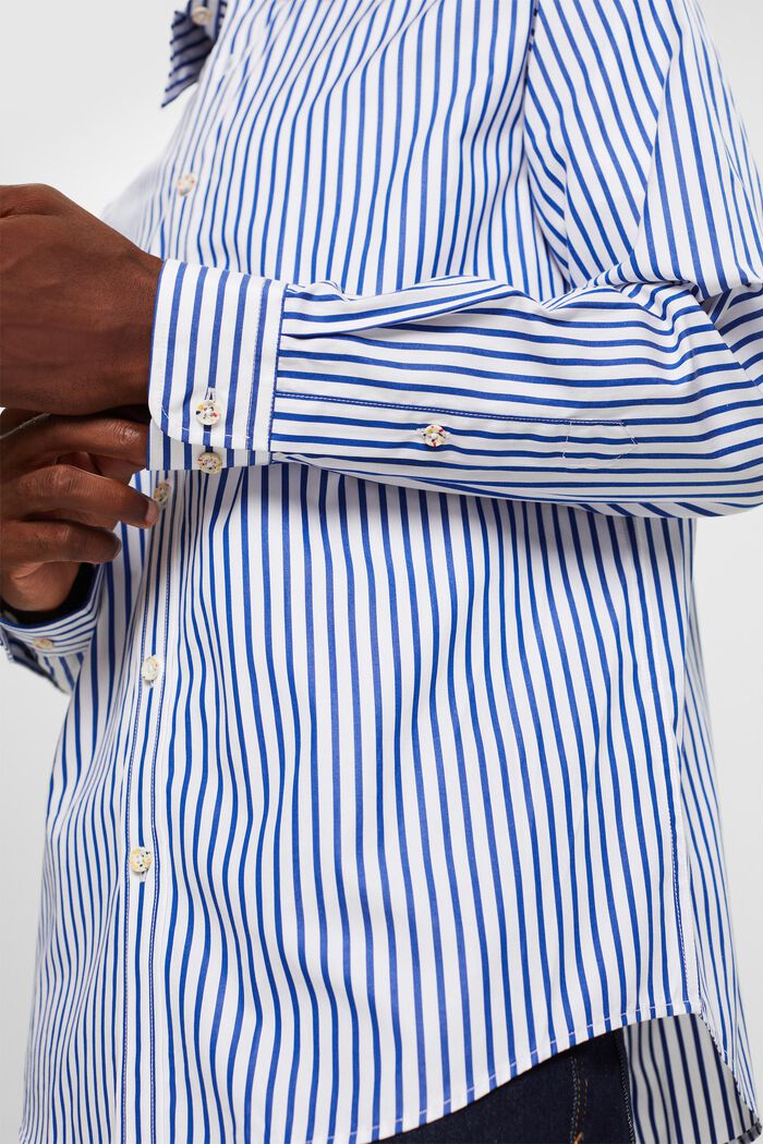 Gestreept overhemd van katoen-popeline, BRIGHT BLUE, detail image number 5