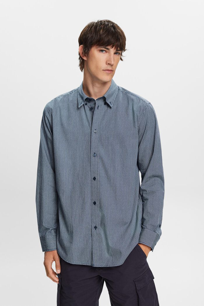 Shirt van katoen-popeline, GREY BLUE, detail image number 0