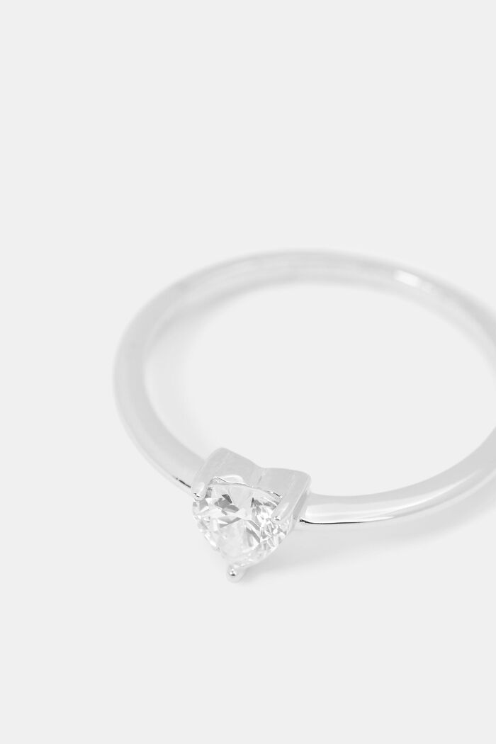 Ring met hartvormig zirkoniasteentje, sterlingzilver, SILVER, detail image number 1