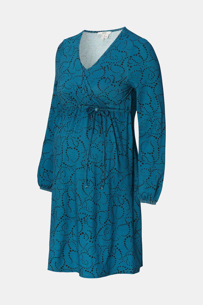 Jersey jurk met motief, LENZING™ ECOVERO™, BLUE CORAL, detail image number 6