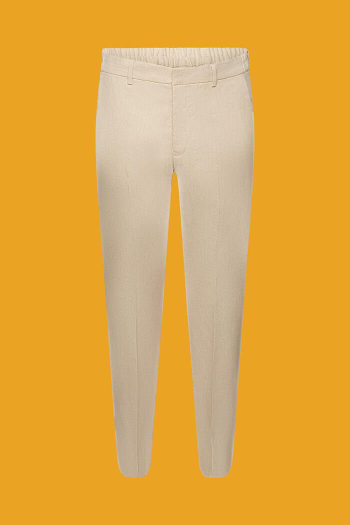 Slim fit broek van mix van een katoen-linnenmix, KHAKI BEIGE, detail image number 6