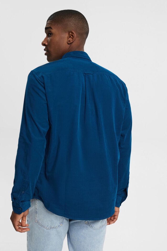 Corduroy overhemd met buttondownkraag, PETROL BLUE, detail image number 4