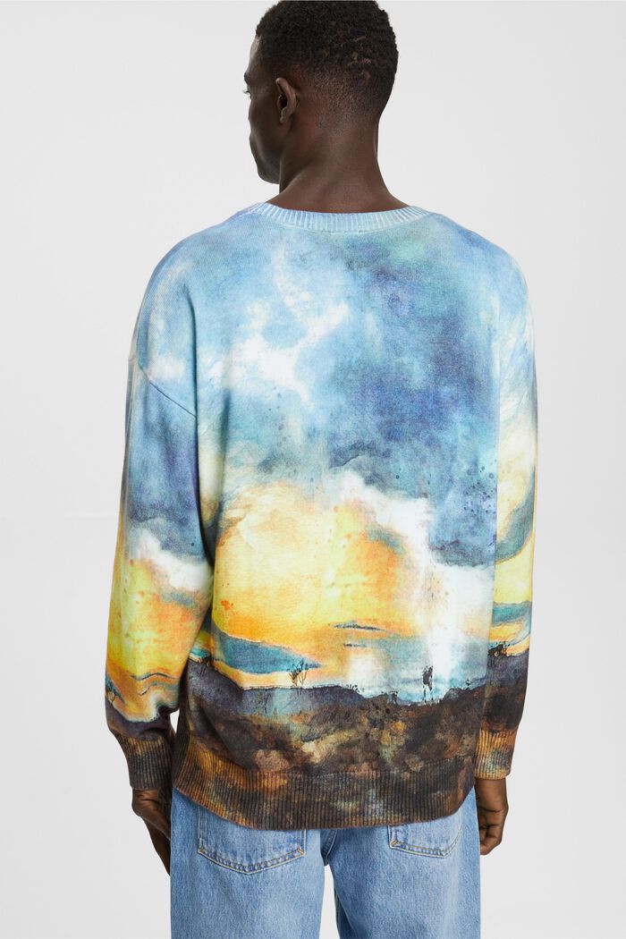 Sweatshirt met digitale landschapprint all-over, DARK BLUE, detail image number 3
