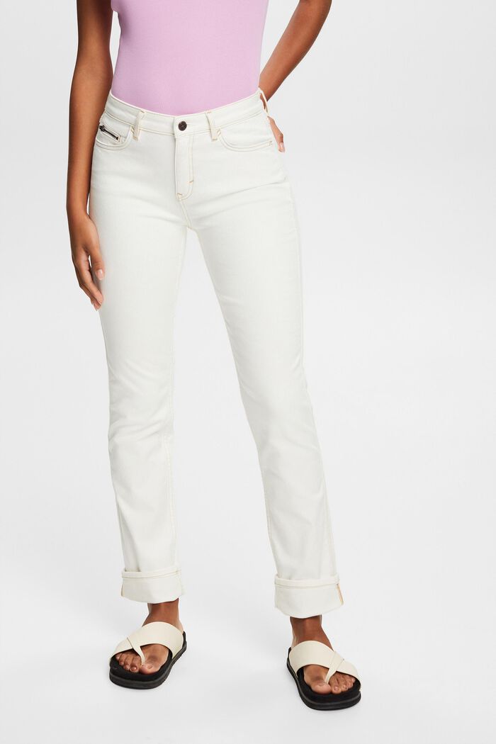 High-rise jeans met rechte pijpen, OFF WHITE, detail image number 0