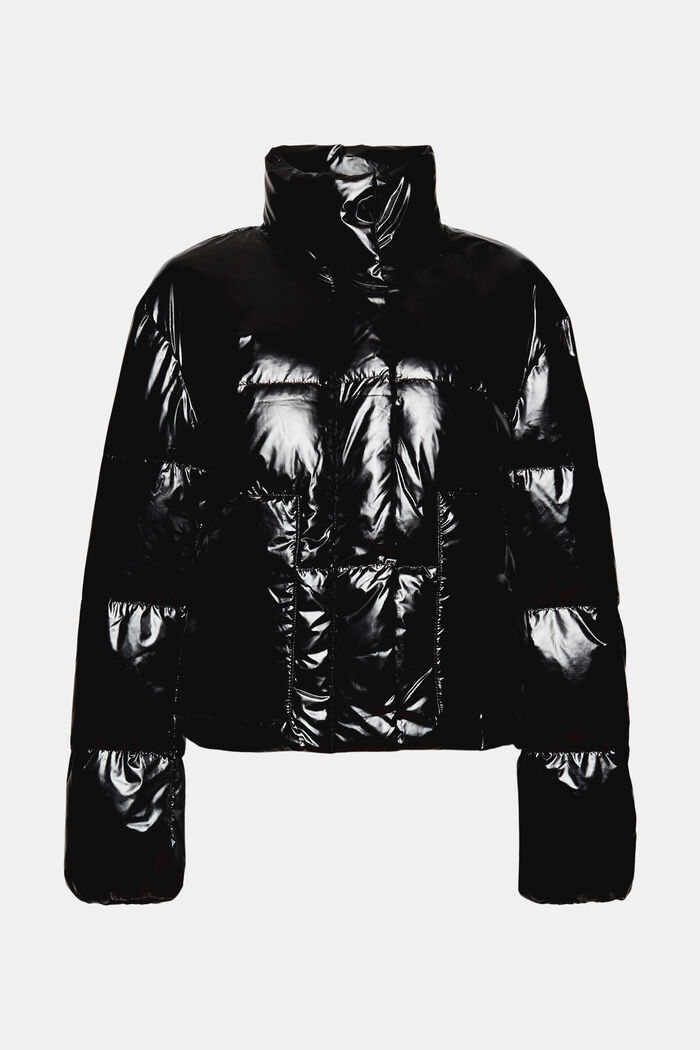 Gewatteerde, glanzende jas, BLACK, detail image number 6