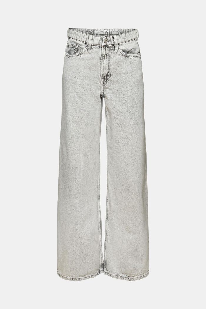 Retro jeans met hoge taille en wijde pijpen, GREY LIGHT WASHED, detail image number 6