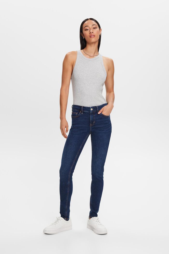 Skinny jeans met middelhoge taille, BLUE LIGHT WASHED, detail image number 4