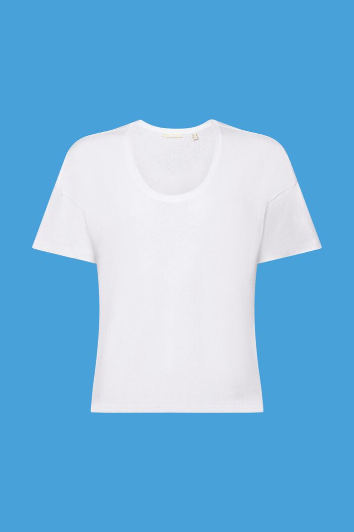 T-shirt van een mix van katoen en linnen, WHITE, detail image number 6