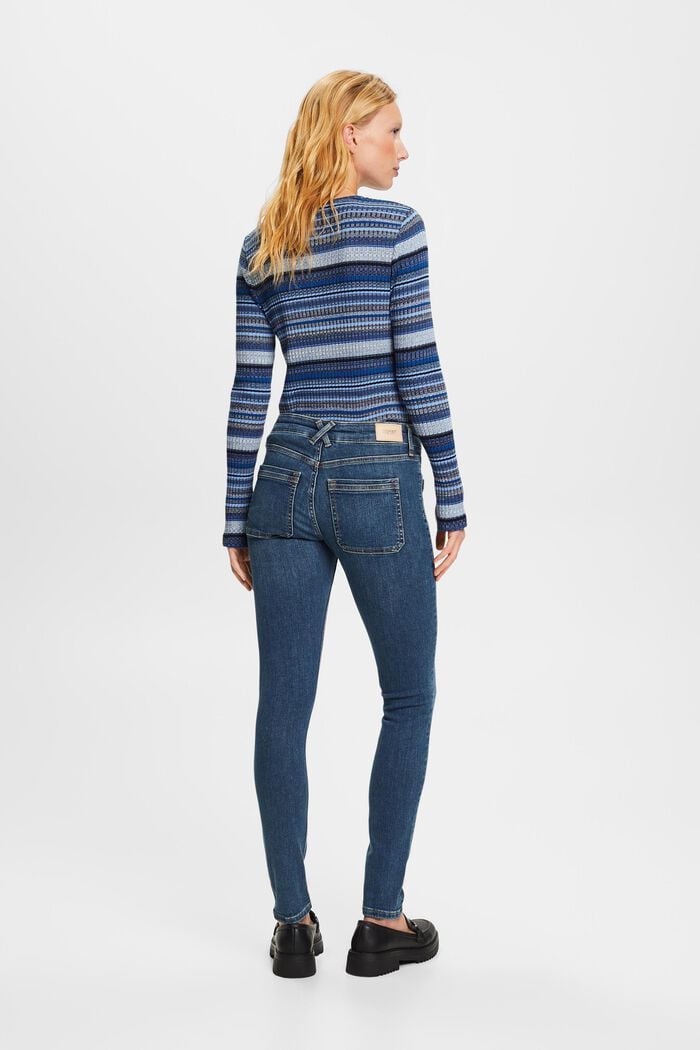 Skinny jeans met middelhoge taille, BLUE DARK WASHED, detail image number 3