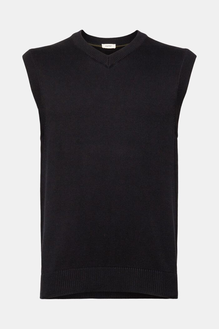 Gebreid vest met V-hals, BLACK, detail image number 7