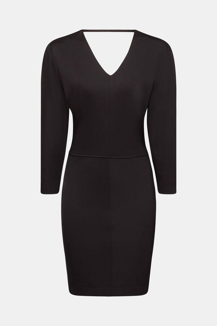Midi-jurk met V-hals, BLACK, overview