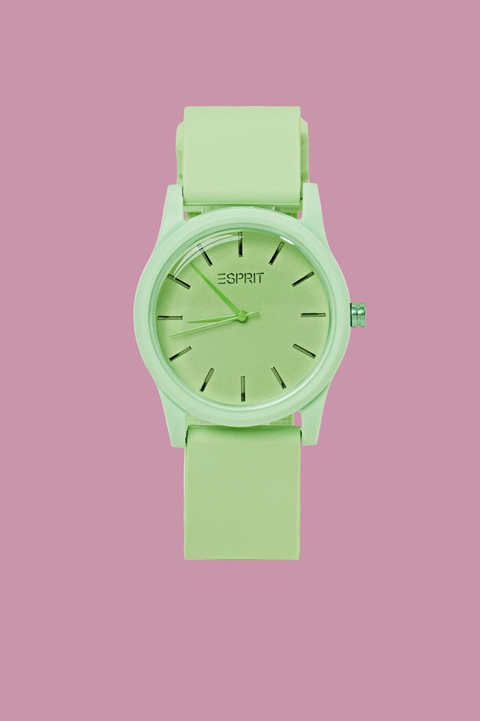 Plastic horloge met rubber band, LIGHT GREEN, detail image number 0