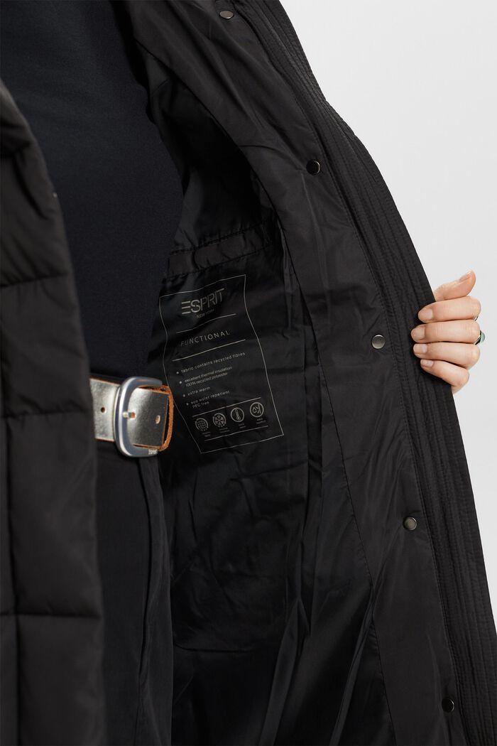 Gewatteerde jas met capuchon, BLACK, detail image number 5