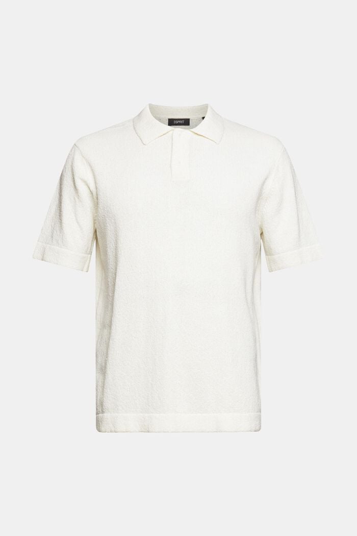 Poloshirt met bouclé-look, OFF WHITE, overview