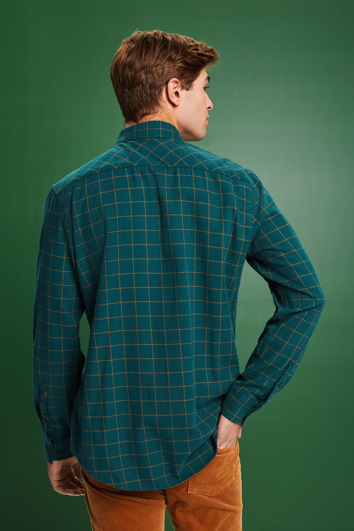 Geruit regular fit-overhemd van flanel, EMERALD GREEN, detail image number 2