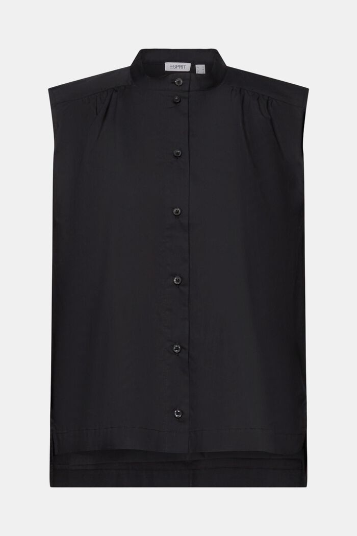 Mouwloze popeline blouse, BLACK, detail image number 5