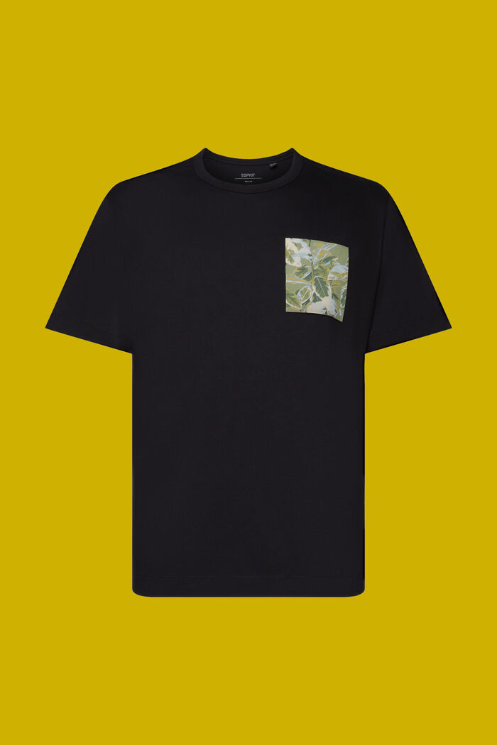 Jersey T-shirt met print op de borst, 100% katoen, BLACK, detail image number 7