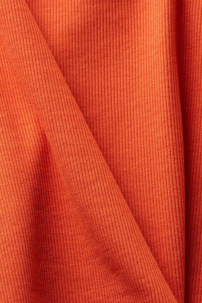 Ribgebreide jersey top met kant, BRIGHT ORANGE, detail image number 5