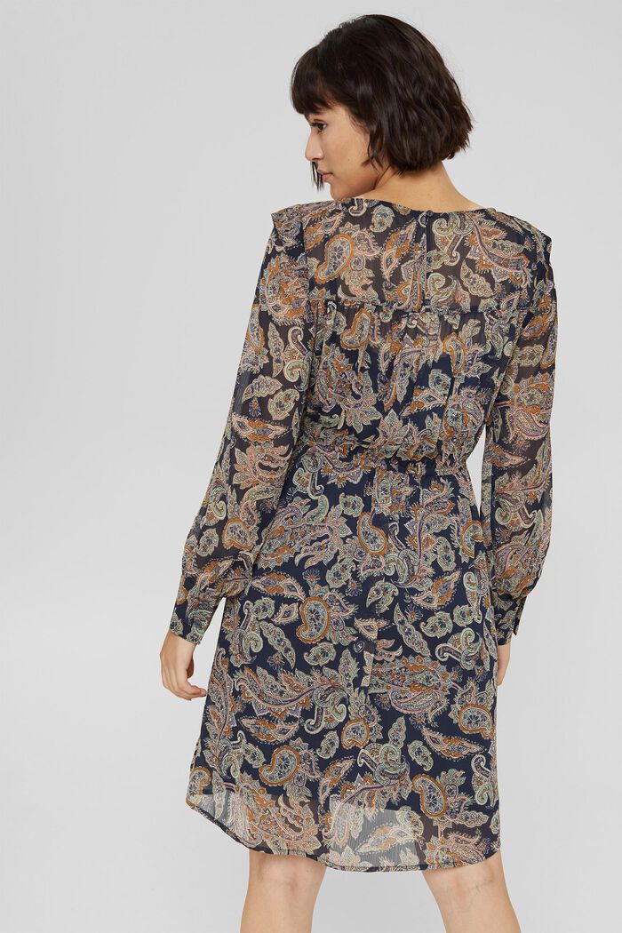 Gerecycled: chiffon jurk met paisleyprint, NAVY, detail image number 2