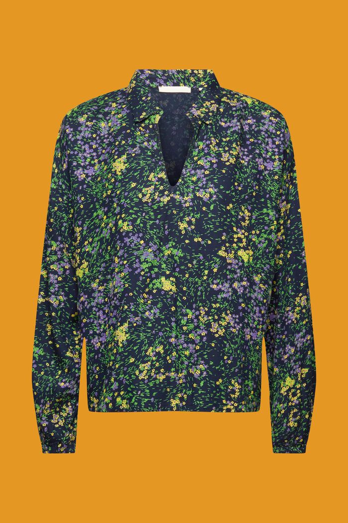 Katoenen blouse met bloemenprint, NAVY, detail image number 6