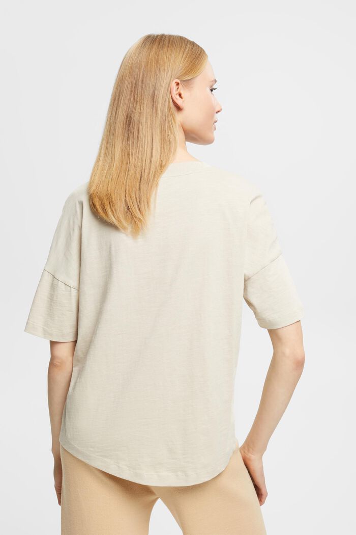 Katoenen T-shirt met geometrische print, LIGHT TAUPE, detail image number 3