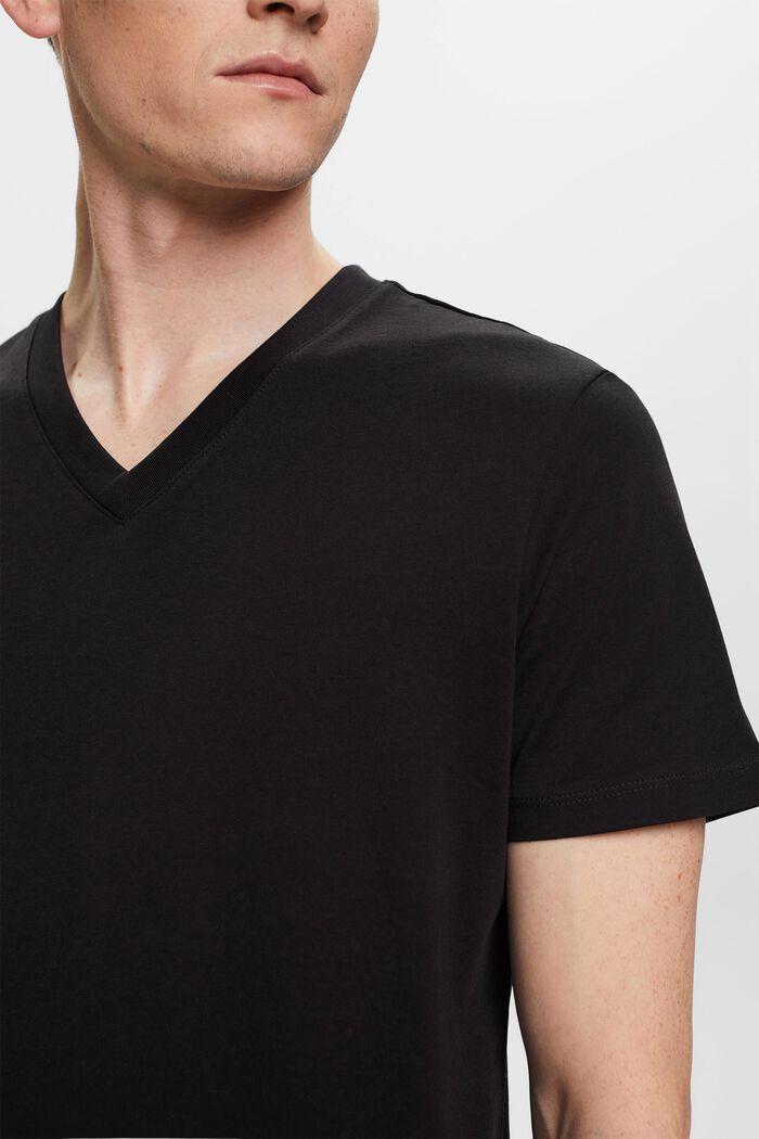 Slim fit katoenen shirt met V-hals, BLACK, detail image number 2
