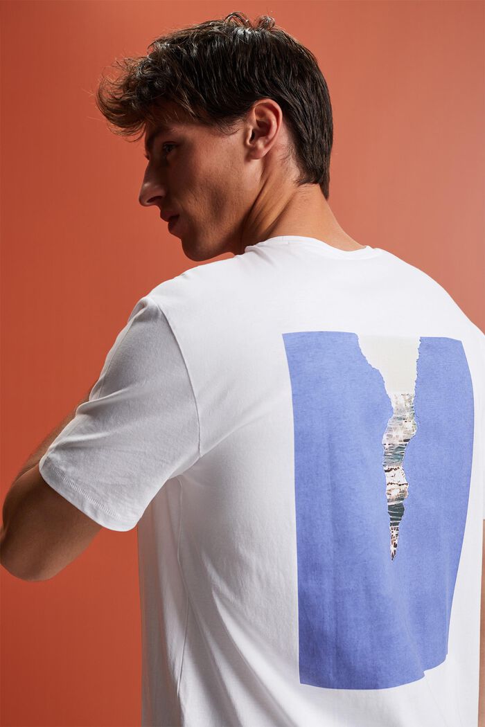 Jersey T-shirt met print op de achterkant, 100% katoen, WHITE, detail image number 4