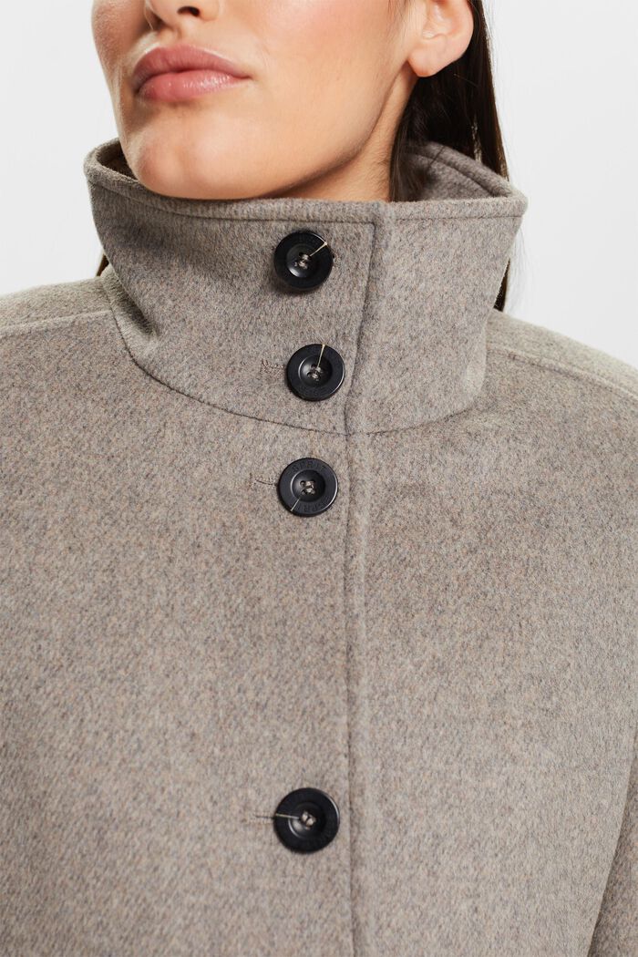 Mantel van geruwde wol, TAUPE, detail image number 3