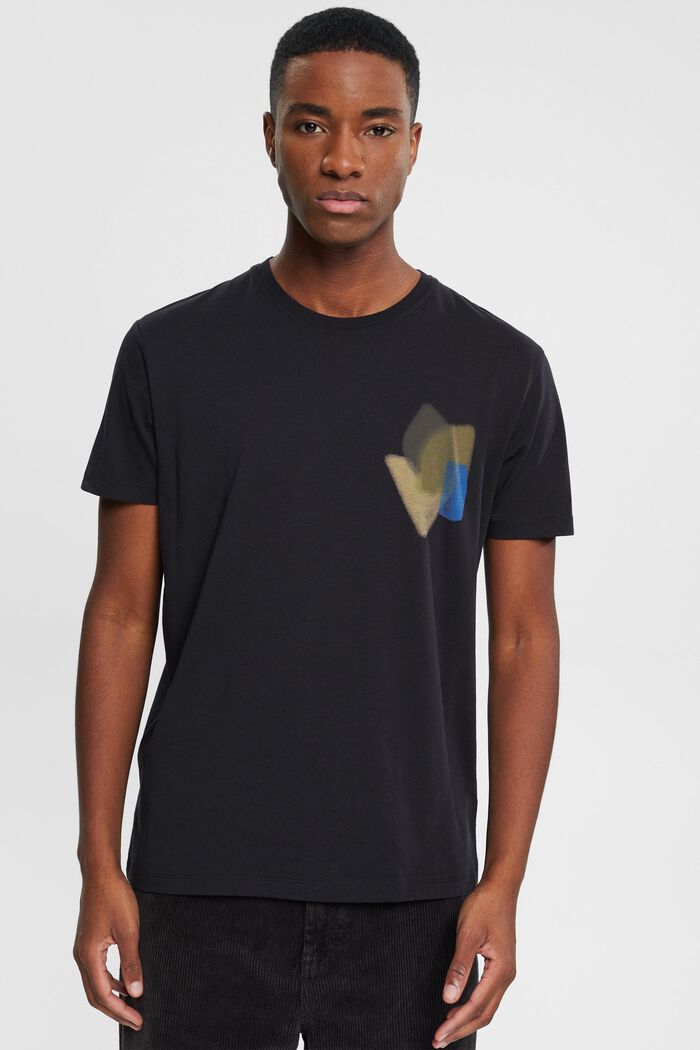 T-shirt met print op de borst, BLACK, detail image number 0
