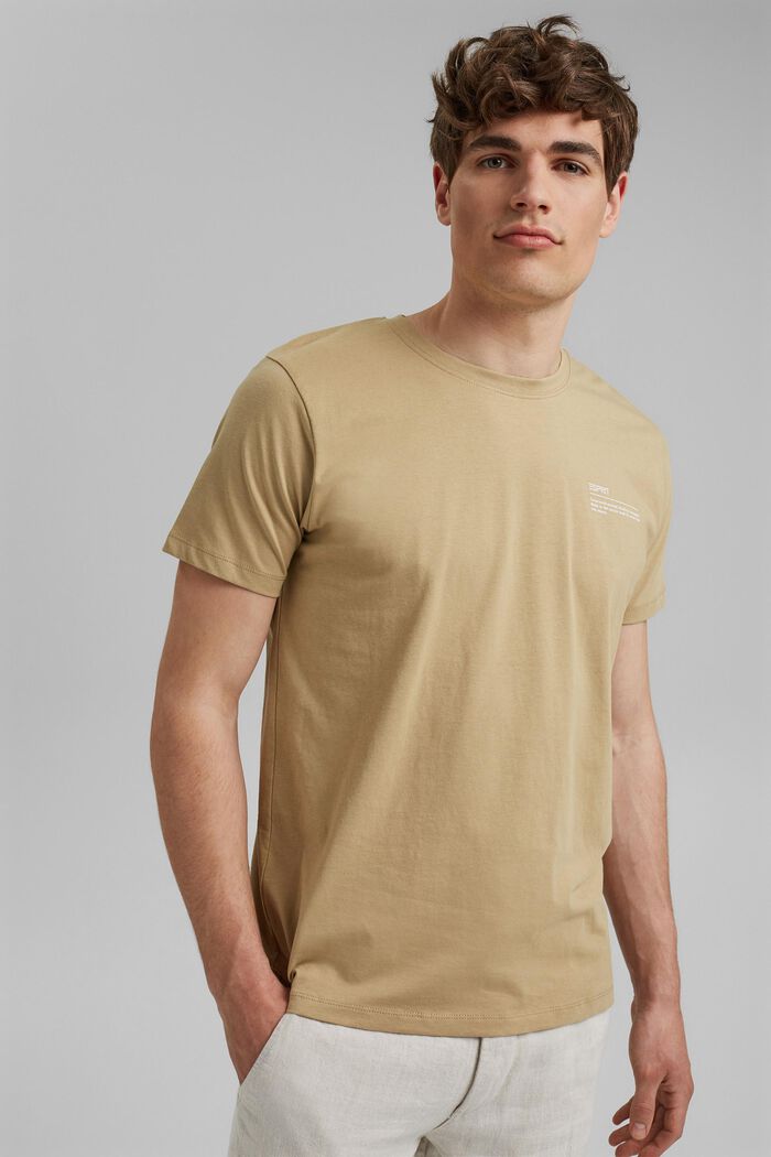 Jersey T-shirt met print, 100% biologisch katoen, BEIGE, detail image number 0