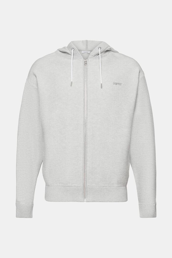Knitwear hoodie met ritssluiting aan de voorkant, LIGHT GREY, detail image number 5