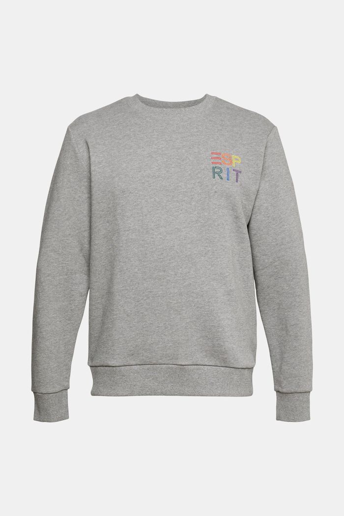 Sweatshirt met kleurrijk logoborduursel, MEDIUM GREY, overview