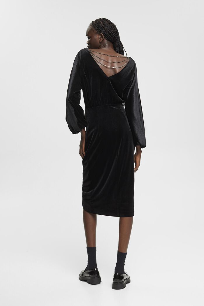 Fluwelen midi-jurk, BLACK, detail image number 3