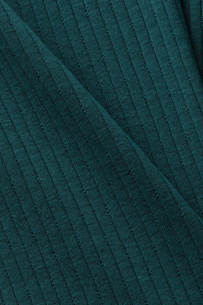 Pointelle T-shirt met wijde ronde hals, EMERALD GREEN, detail image number 5