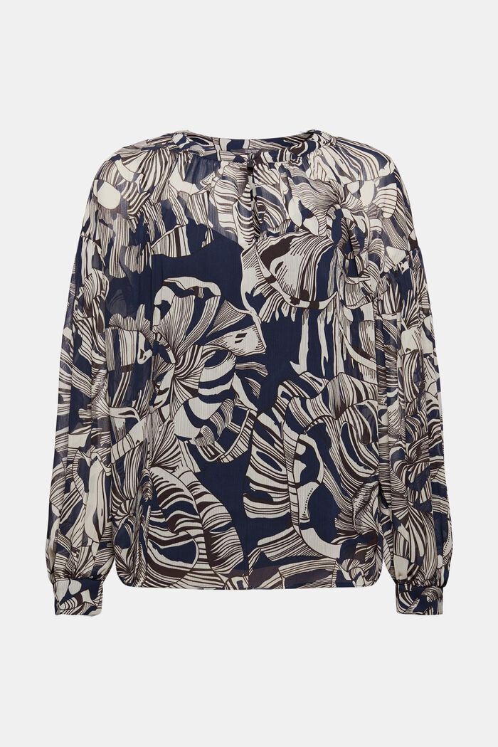 Gerecycled: chiffon blouse met print, NAVY, detail image number 7