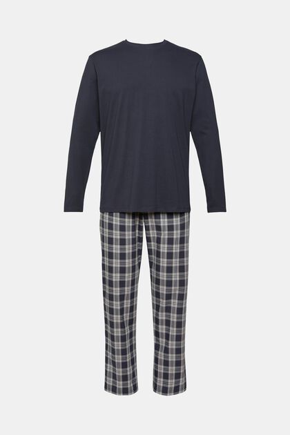 Pyjama met geruite broek, NAVY, overview