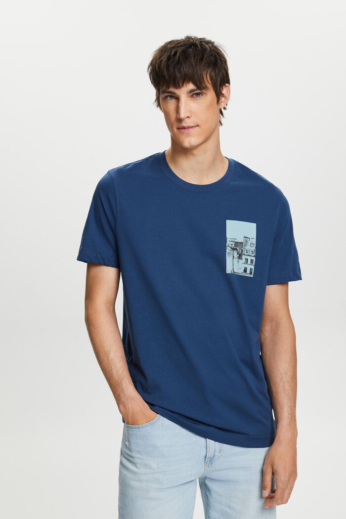 T-shirt met print op de voor- en achterkant, GREY BLUE, detail image number 0