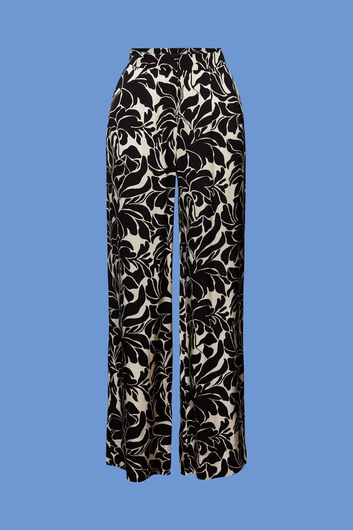 Satijnen broek met wijde pijpen, LENZING™ ECOVERO™, WHITE/BLACK, detail image number 6