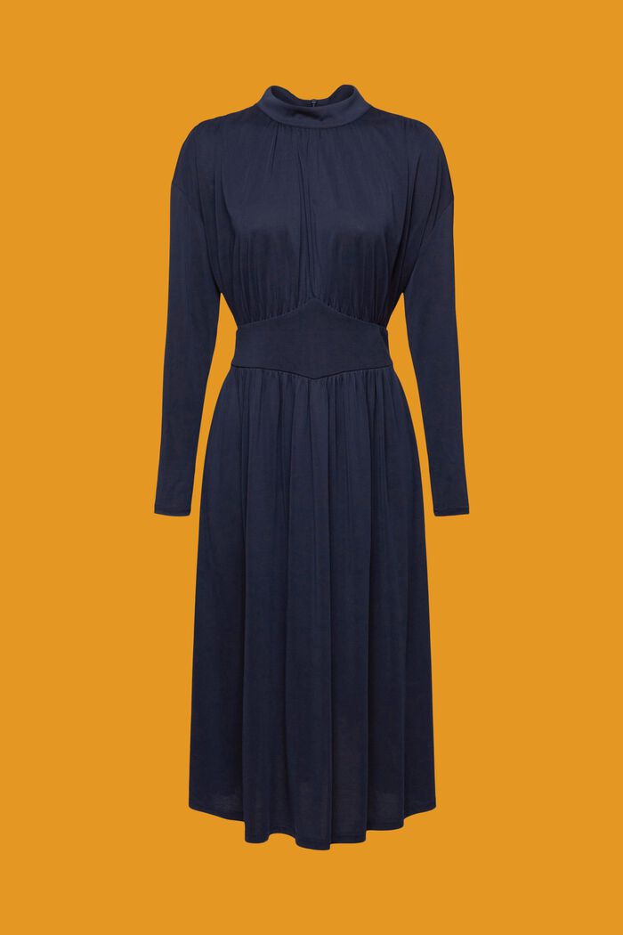 Gedrapeerde midi-jurk, NAVY, detail image number 5