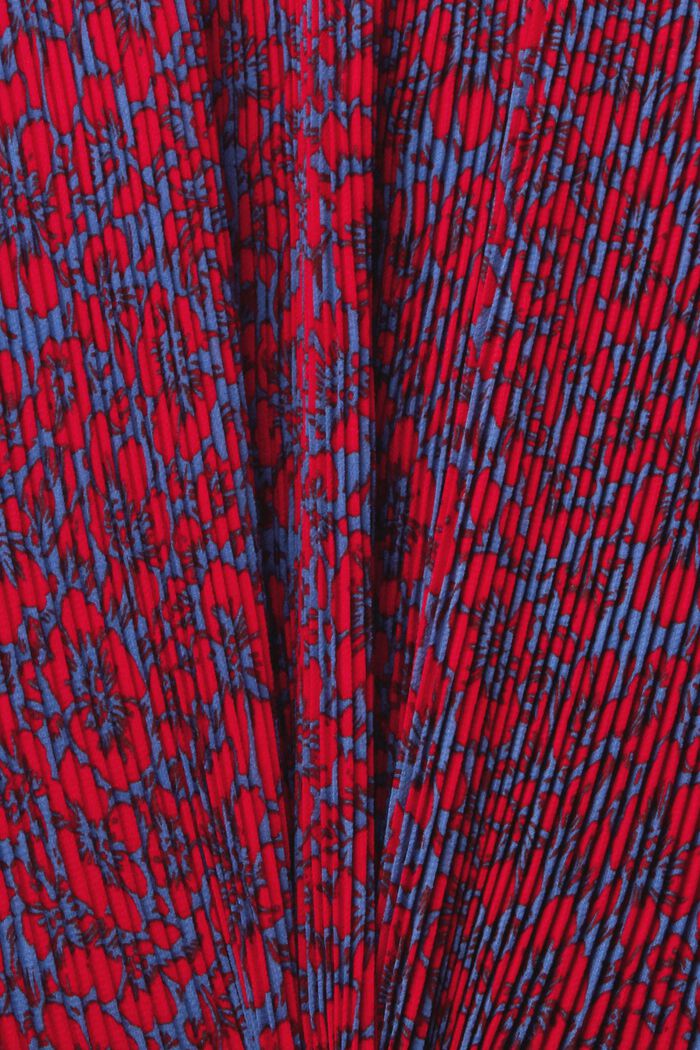 Geplooide jurk met motief, BLUE, detail image number 4