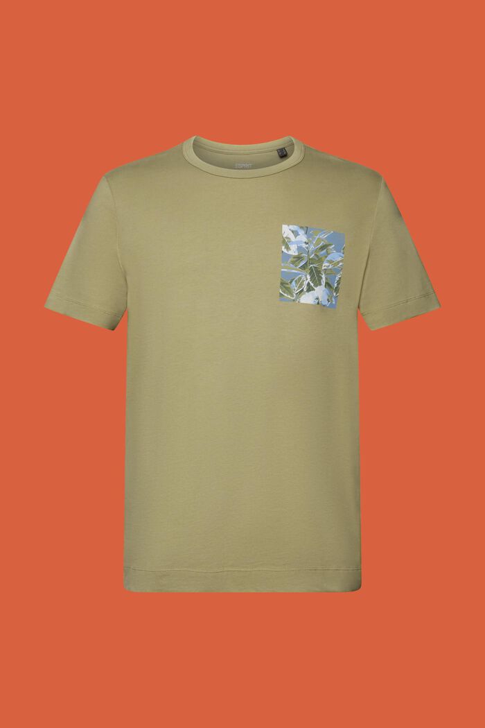 Jersey T-shirt met print op de borst, 100% katoen, LIGHT KHAKI, detail image number 5