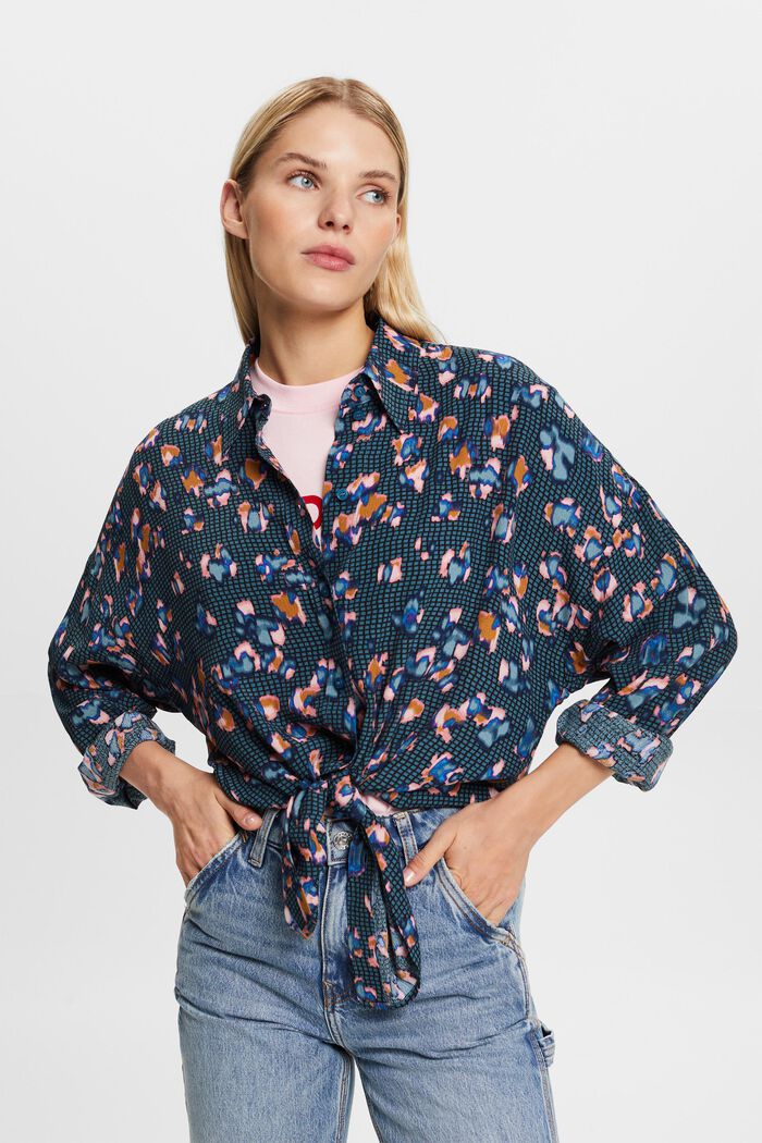 Buttondown-overhemd met print, TEAL BLUE, detail image number 2