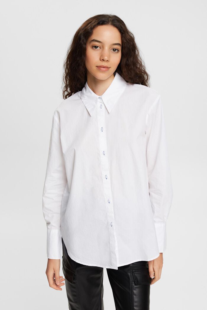 T-shirt met de look van een overhemdblouse, WHITE, detail image number 1