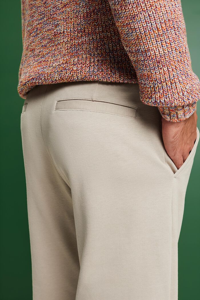 Jersey broek van piqué, BEIGE, detail image number 4