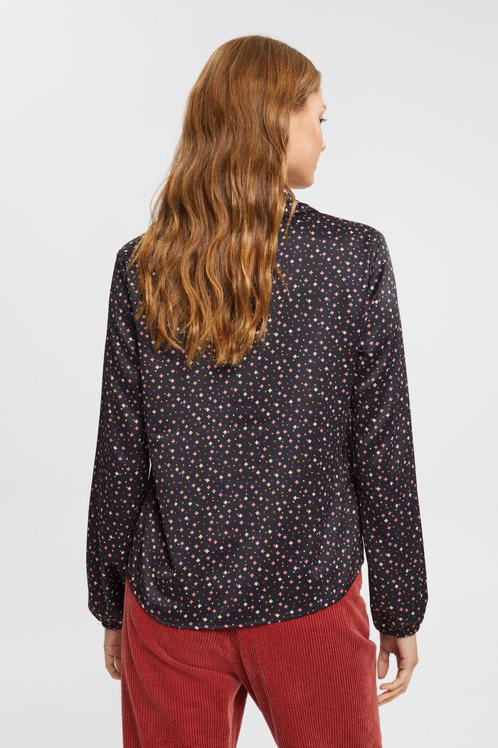 Satijnen blouse met structuur, BLACK, detail image number 3