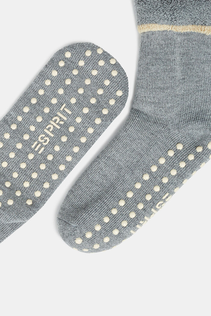 Zachte sokken met stroeve zool, wolmix, MEDIUM GREY MELANGE, detail image number 1