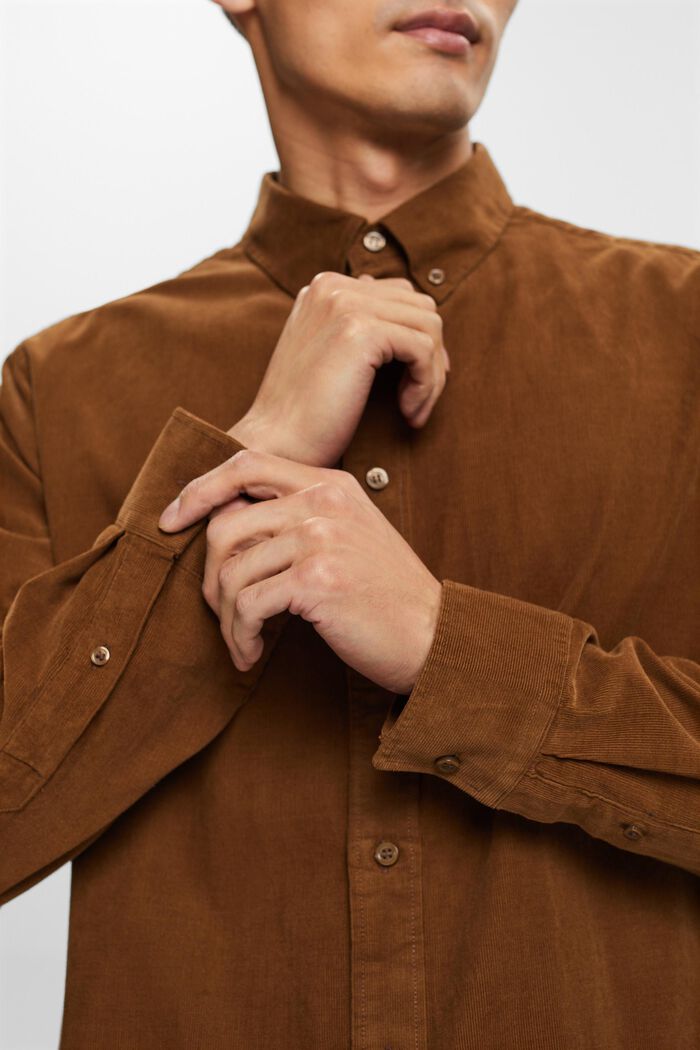 Overhemd van corduroy, 100% katoen, BARK, detail image number 4